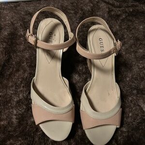 Guess Two-Tone Pink and Cream Ankle Strap Sandals